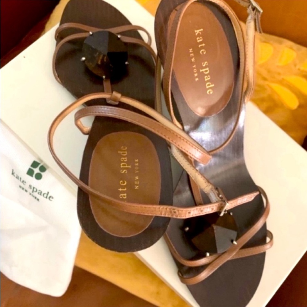 Kate Spade shoes sandals calfskin leather brown with gemstone size 8